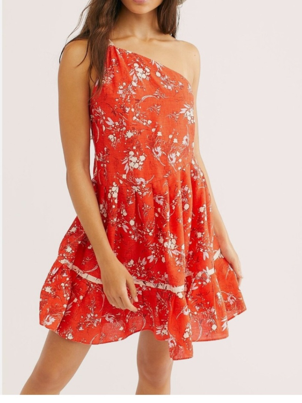 Free People One-Shoulder Red Floral Sundress